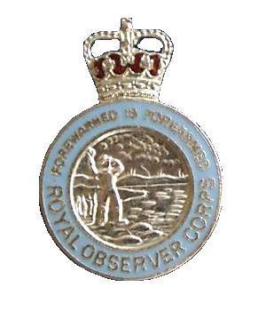 Queens Crown Royal Observer Corps Button Hole Pin Badge