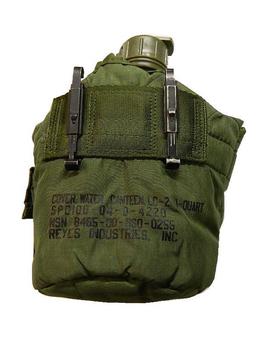 Plastic Military Flask with US military cover olive water bottle and cover - main image