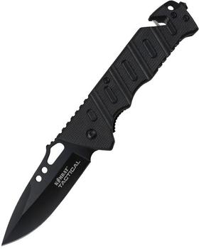 Trooper Lock Knife Black Tactical Kombat Knife With Belt Cutter LGSS-E256BK3 - main image