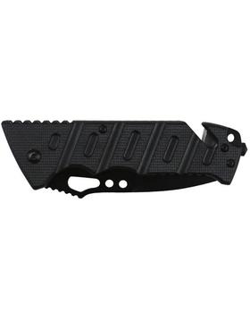 Trooper Lock Knife Black Tactical Kombat Knife With Belt Cutter LGSS-E256BK3 - main image