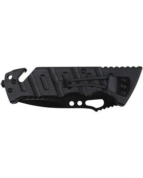 Trooper Lock Knife Black Tactical Kombat Knife With Belt Cutter LGSS-E256BK3 - main image