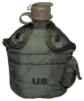 Plastic Military Flask with US military cover olive water bottle and cover - main image