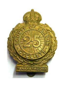 25th Battalion Cyclists - London Regiment Cap Badge  - main image
