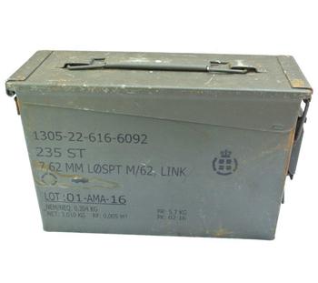30 Cal Ammo Box 7.62 mm Used Olive Steel 30 Cal Storage Tin - main image