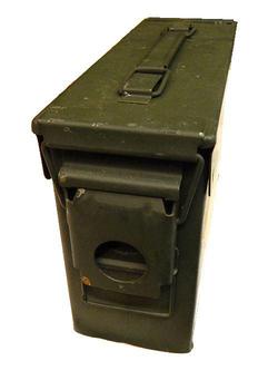 30 Cal Ammo Box 7.62 mm Used Olive Steel 30 Cal Storage Tin - main image