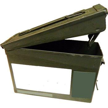 30 Cal Ammo Box 7.62 mm Used Olive Steel 30 Cal Storage Tin - main image