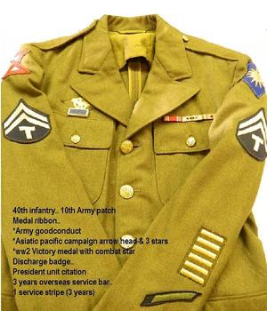 WWII Tunic, US Army Khaki Tunic WW2 American Military Issue Jackets 4 Pocket - main image