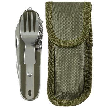 Military Style KFS Knife Fork And Spoon Pocket Knife With Pouch, New 44065 - main image