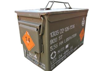 Ammo Box 50 Cal 5.56mm Ammo Box U.S. Military Small Arms Green Ammo Box Cartridge Tin - main image