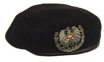 Austrian Military Issue Black beret complete with Badge - Genuine Issue