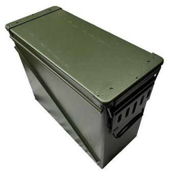 Large Green Metal Ammo Box Tough U.S. Military M548 40mm Steel Storage Box LSA2 / L24A1 - main image