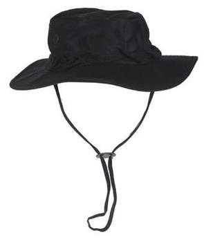 Black Boonie Hat Jungle Style Bush Hats 100% Cotton With Chin Strap - main image
