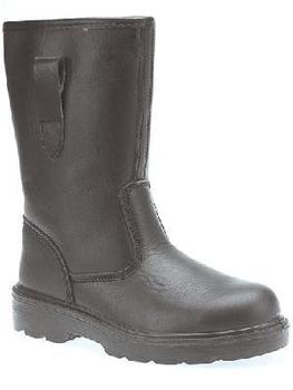 Black Leather Fur Lined Rigger Boots with Steel toe and Midsole M20ASM