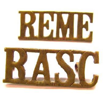 REME and rasc brass shoulder titles