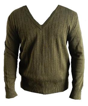 Pullover, V neck Olive Green Military Issue Jumper WWII Style, As New