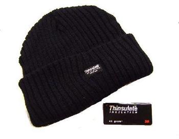 Black Warm Thinsulate Lined Wide Chunky Knit Danny Hat - main image