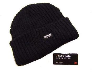 Black Warm Thinsulate Lined Wide Chunky Knit Danny Hat