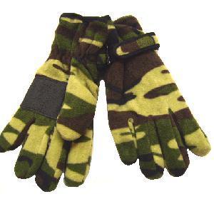 Fleece Camo Gloves, New Woodland Camo Thinsulate lined Fleece 