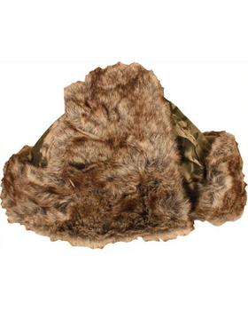 Faux Fur Tan Light Brown Cossack Warm Winter Russian Soviet Cossack Style Hat With USSR Badge - main image