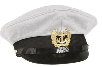 German Naval White Peak Cap With Badge, New Miltec