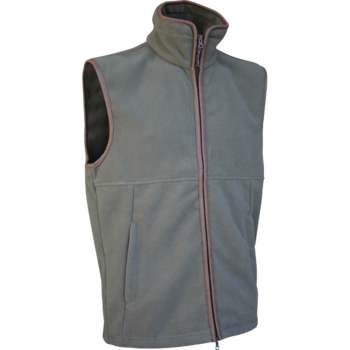 Fleece Gilet Olive Countyman Fleece Gilet with Brown trim, New