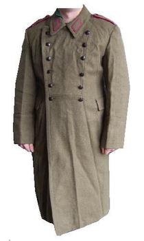 Long Great Coat khaki military issue greatcoat with epaulettes Warsaw Pact