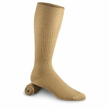 Khaki Dress Socks Italian Military Issue Cotton Calf length Sock, New - main image
