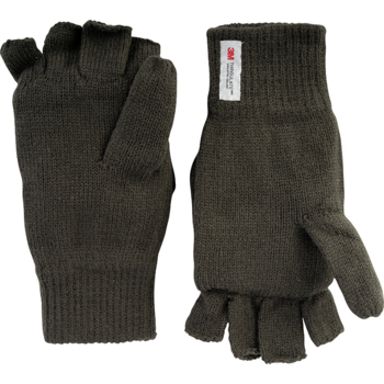 Thinsulate Mittens New Thinsulate Lined Fingerless Shooters Mitts In Olive Or Black - main image