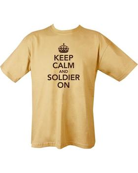 Keep Calm And Soldier On Cotton T Shirt In Green Or Sand - main image