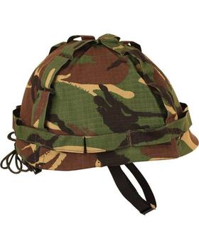 M1 Plastic Helmet with Woodland DPM Camo Cover Adjustable for kids or Adults