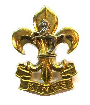 New Current Issue Kings Regiment (Manchester and Liverpool) Bi Metal / Staybrite Cap badge