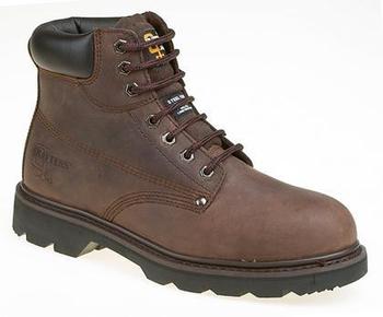 Dark Brown Leather Safety Boot With Steel Midsole