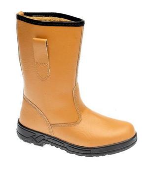 Tan Leather Fur Lined Internal Safety Toe Cap Rigger Boot (M20B)