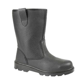 Black Leather Rigger Boots Hard wearing Textile Lined Safety Rigger Boot M021A