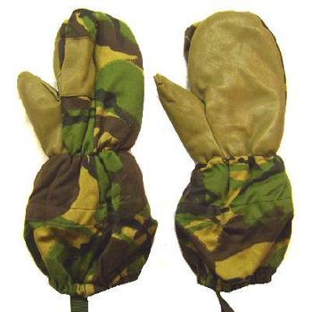 British Army Issue MK IV Olive Leather palmed Arctic DPM Mittens