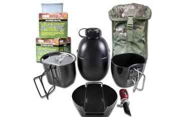 Multicam Crusader Cooking System, Black Coated BCB Adventure Outdoor Military Cook Set