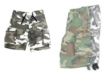 Para Shorts, Heavy Weight Pre Washed Paratrooper Shorts In Woodland And Urban - main image
