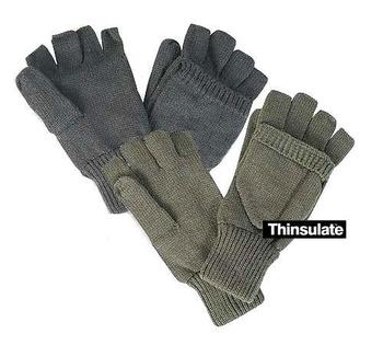 Thinsulate Mittens New Thinsulate Lined Fingerless Shooters mitts In Olive or Black