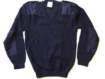 Navy Blue Military fine knit Wool V Neck Pullovers