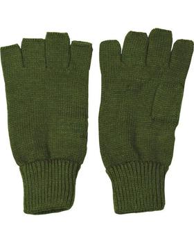 Fingerless Gloves Unlined Acrylic Mittens In Black Or Olive - main image