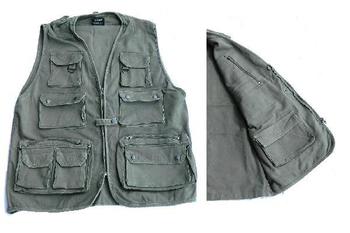 New Olive Green Moleskin multi pocket waist coat fishing vest