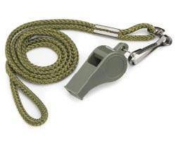 New Olive Green Military Style Sports Whistle With Lanyard