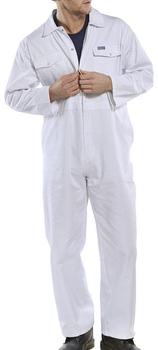 White Boiler Suit Poly Cotton Boilersuit Coverall With presstud front, New - main image