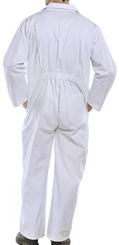 White Boiler Suit Poly Cotton Boilersuit Coverall With presstud front, New - main image