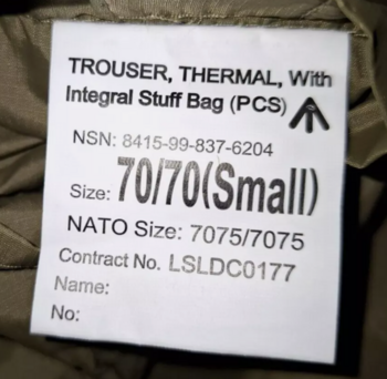 Cold Weather Thermal PCS Softy Trousers Latest Military Issue Light Olive Over Trousers, New And Used - main image