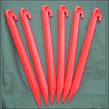 Plastic Tent Pegs Pack of 6, 12 Inch Strong Red Plastic Pegs