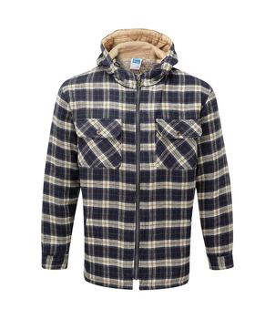 Fleece Lined Padded Zip Front Penarth Hooded Shirt / Jacket With Super Warm Lining - main image