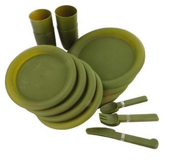 Olive Green Picnic / Plate and Mug Set Highlander 4 person 24 Piece set - main image