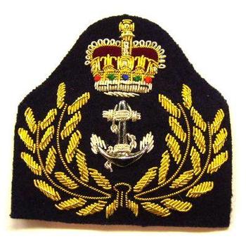 Queens Crown Gold Wire warrent Officers Naval Cap Badge