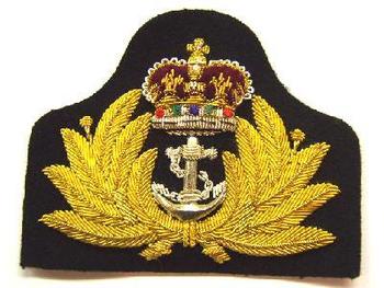 Gold Wire Queens Crown Officers Royal Navy Cap badge